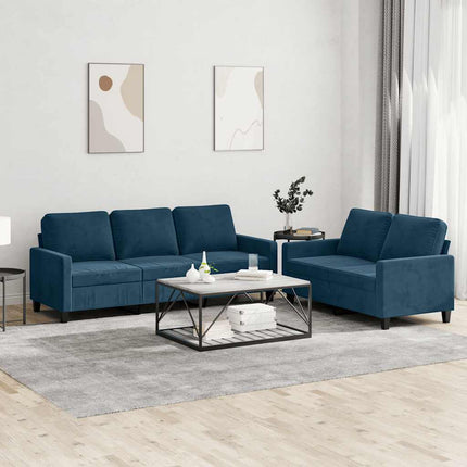 sofasæt 2 dele med hynder velour blå