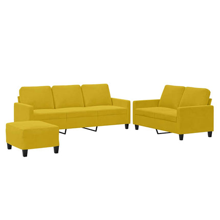 sofasæt 3 dele med hynder velour gul