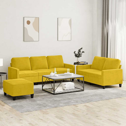 sofasæt 3 dele med hynder velour gul
