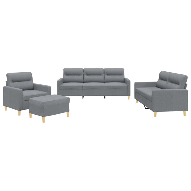 sofasæt 4 dele med hynder stof lysegrå