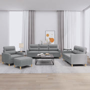 sofasæt 4 dele med hynder stof lysegrå