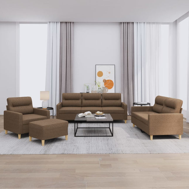 sofasæt 4 dele med hynder stof brun