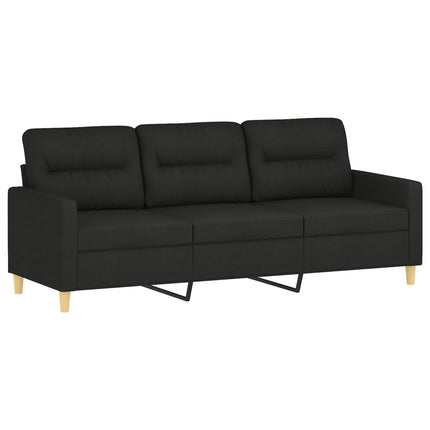 sofasæt 3 dele med puder stof sort