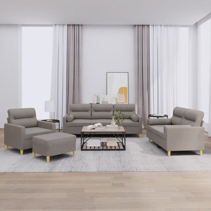 sofasæt 4 dele med puder stof gråbrun