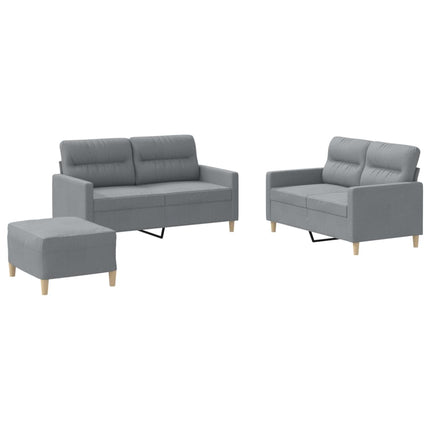 sofasæt 3 dele med hynder stof lysegrå