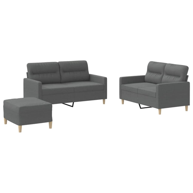sofasæt 3 dele med hynder stof mørkegrå