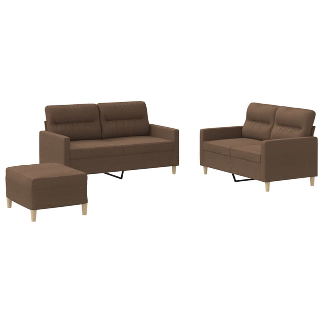 sofasæt 3 dele med hynder stof brun