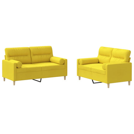 sofasæt 2 dele med puder stof lysegul