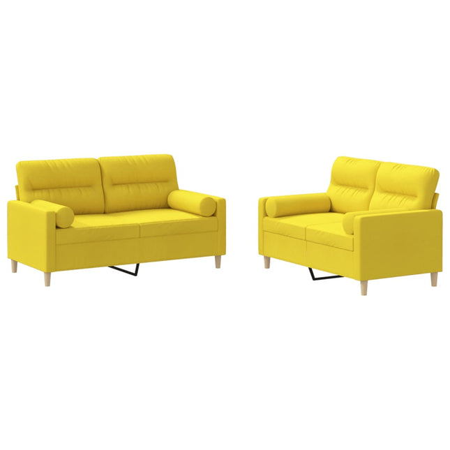 sofasæt 2 dele med puder stof lysegul