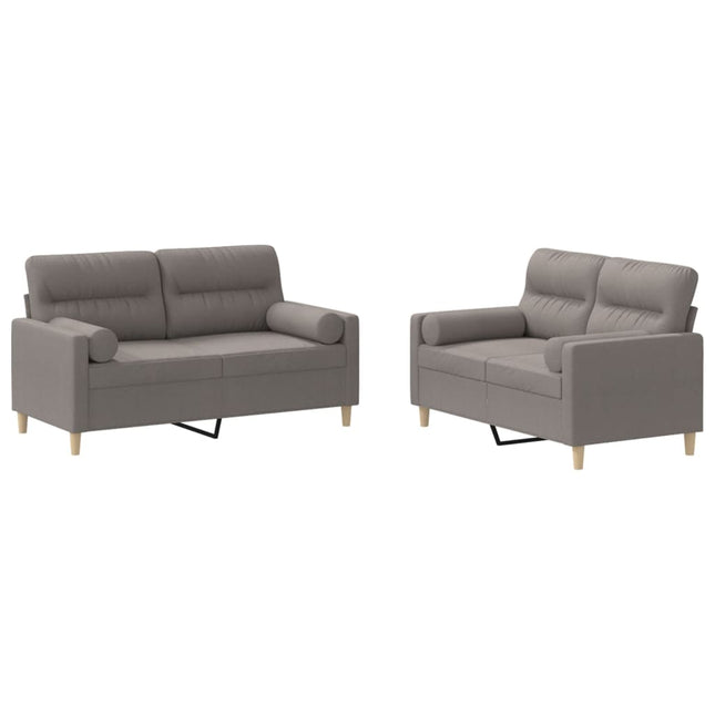 sofasæt 2 dele med puder stof gråbrun