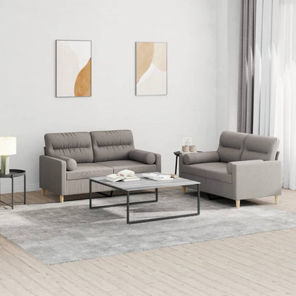 sofasæt 2 dele med puder stof gråbrun