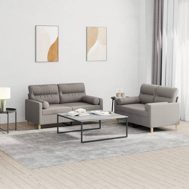sofasæt 2 dele med puder stof gråbrun