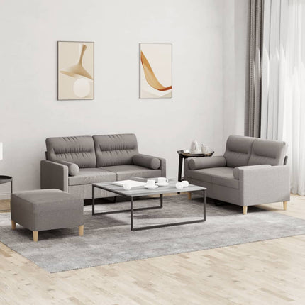 sofasæt 3 dele med puder stof gråbrun