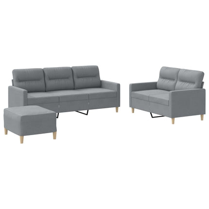sofasæt 3 dele med hynder stof lysegrå