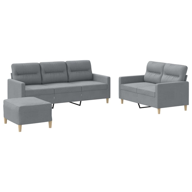 sofasæt 3 dele med hynder stof lysegrå