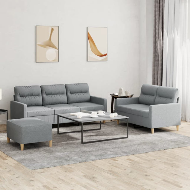 sofasæt 3 dele med hynder stof lysegrå