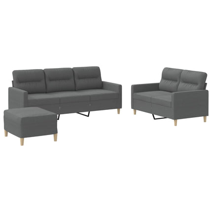 sofasæt 3 dele med hynder stof mørkegrå