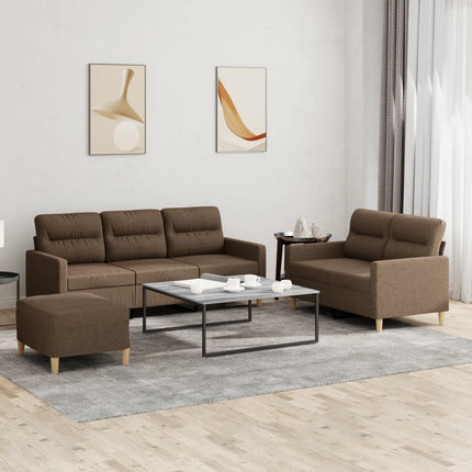 sofasæt 3 dele med hynder stof brun
