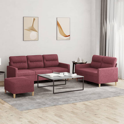 sofasæt 2 dele med hynder stof vinrød