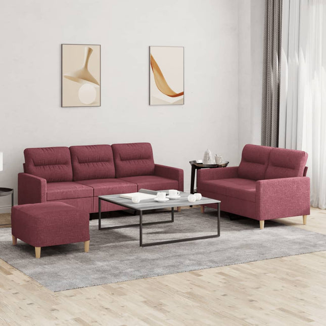 sofasæt 2 dele med hynder stof vinrød