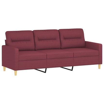 sofasæt 3 dele med puder stof vinrød