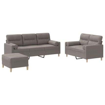 sofasæt 3 dele med puder stof gråbrun