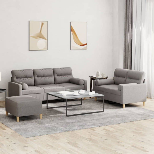 sofasæt 3 dele med puder stof gråbrun