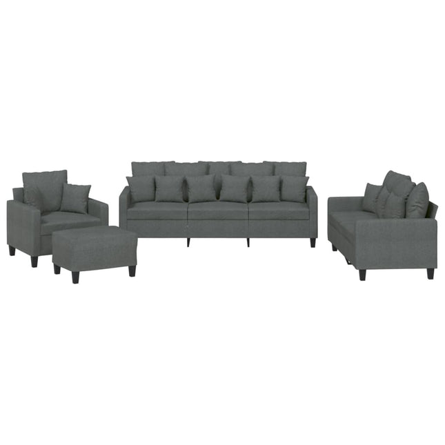 sofasæt 4 dele med puder stof mørkegrå