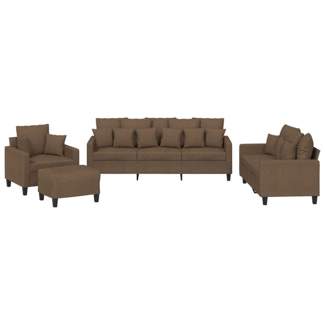 sofasæt 4 dele med puder stof brun