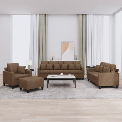sofasæt 4 dele med puder stof brun