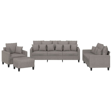 sofasæt 4 dele med puder stof gråbrun