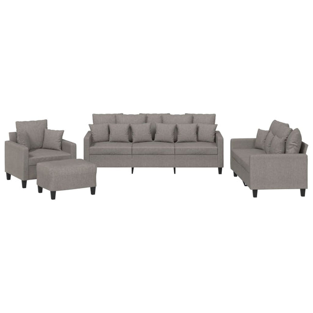 sofasæt 4 dele med puder stof gråbrun