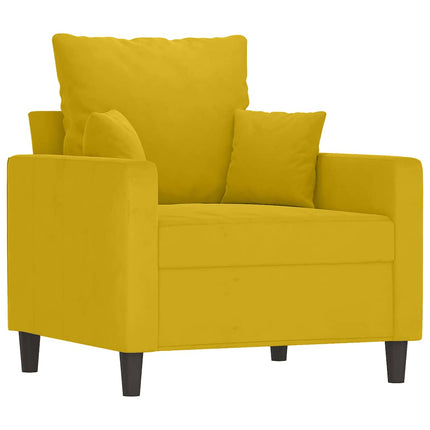 sofasæt 3 dele med hynder velour gul