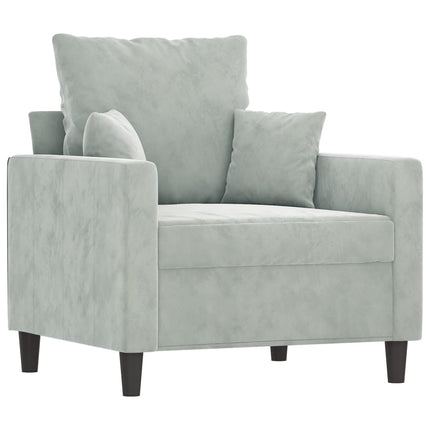 sofasæt 4 dele med hynder velour lysegrå
