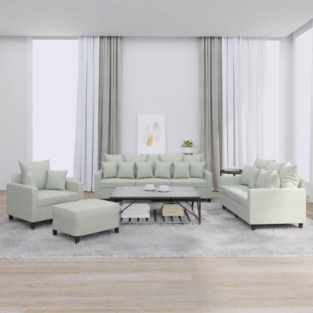 sofasæt 4 dele med hynder velour lysegrå
