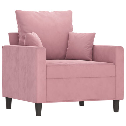 sofasæt 4 dele med hynder velour lyserød