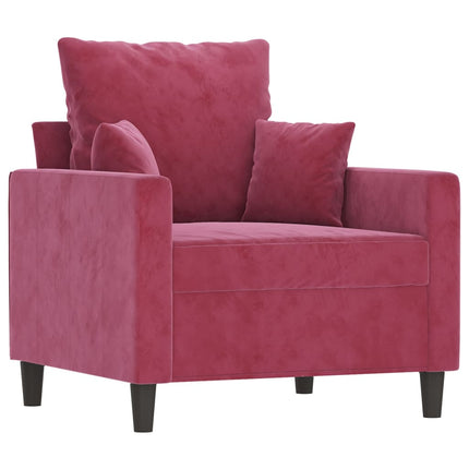 sofasæt 4 dele med hynder velour vinrød