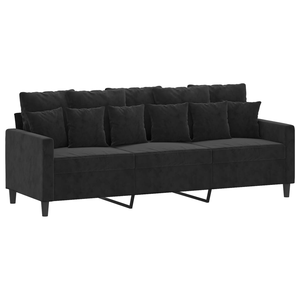 sofasæt 4 dele med hynder velour sort