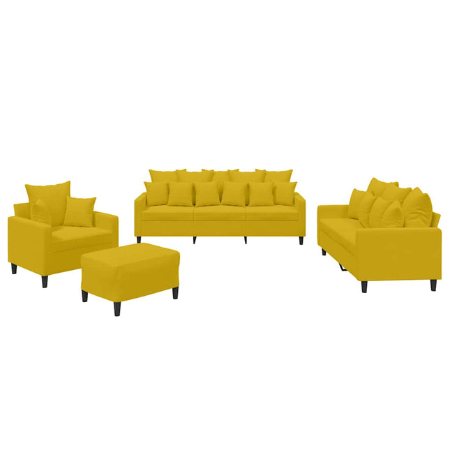 sofasæt 4 dele med hynder velour gul
