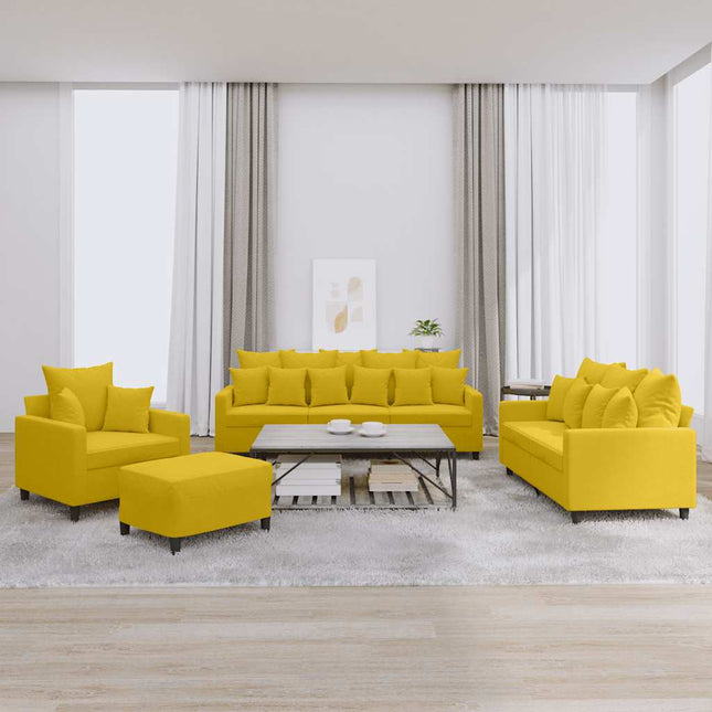 sofasæt 4 dele med hynder velour gul