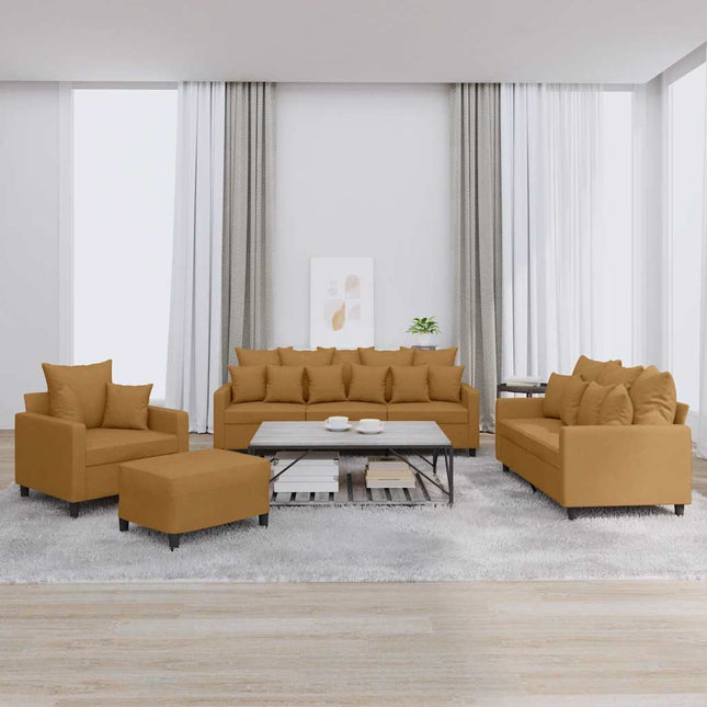 sofasæt 4 dele med hynder velour brun