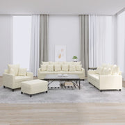 sofasæt 4 dele med hynder velour cremefarvet