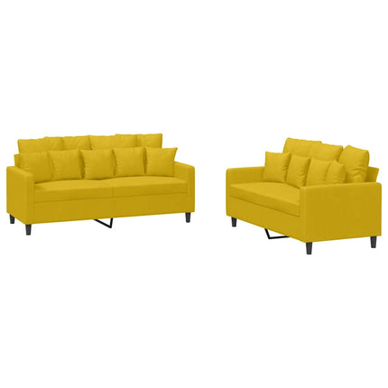 sofasæt 2 dele med hynder velour gul