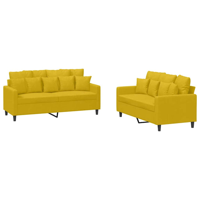 sofasæt 2 dele med hynder velour gul
