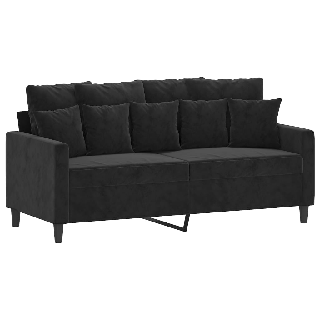 sofasæt 3 dele med hynder velour sort