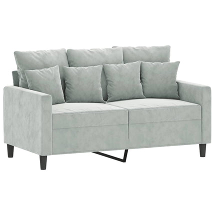 sofasæt 2 dele med hynder velour lysegrå