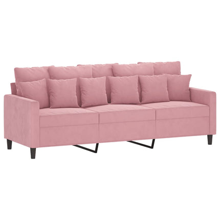 sofasæt 2 dele med hynder velour lyserød