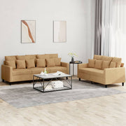 sofasæt 2 dele med hynder velour brun