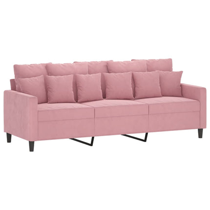 sofasæt 3 dele med hynder velour lyserød