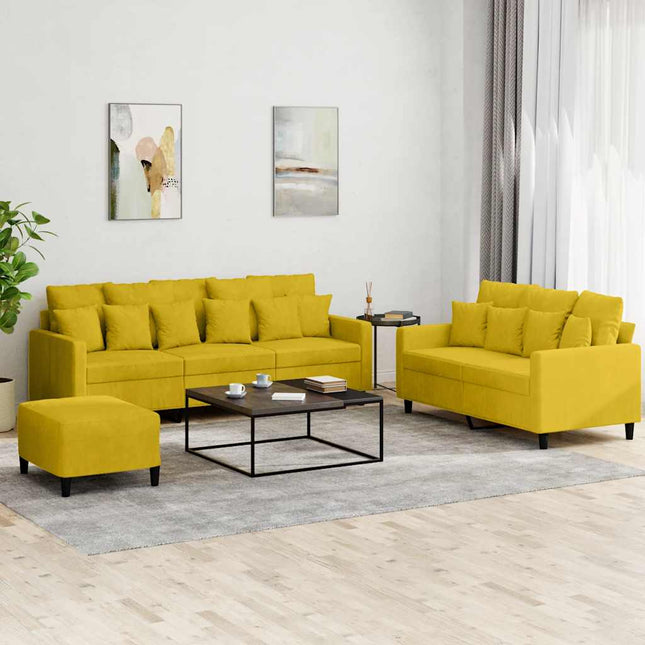 sofasæt 3 dele med hynder velour gul